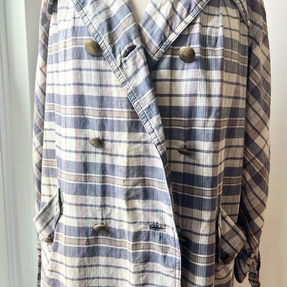 vintage 60s plaid trench coat size med - Picture 2 of 10